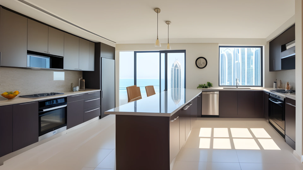 Dubai apartment kitchen view to sea