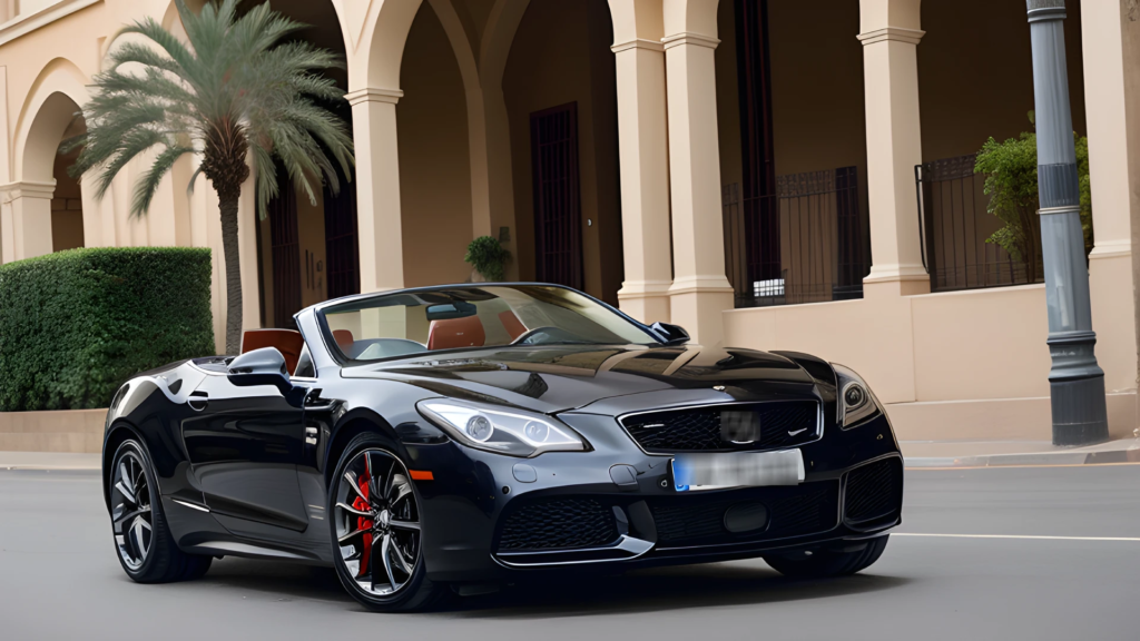 Luxury cars in street